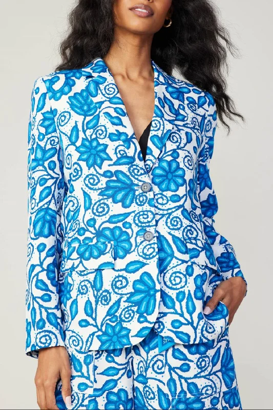 Celebrity Must-have Painterly Floral Jacket In Blue Multi