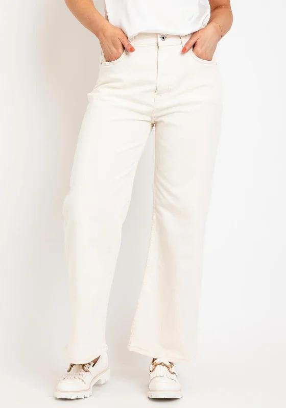 Casual And Comfortable Pepe Jeans Wide Leg Jeans, Off White