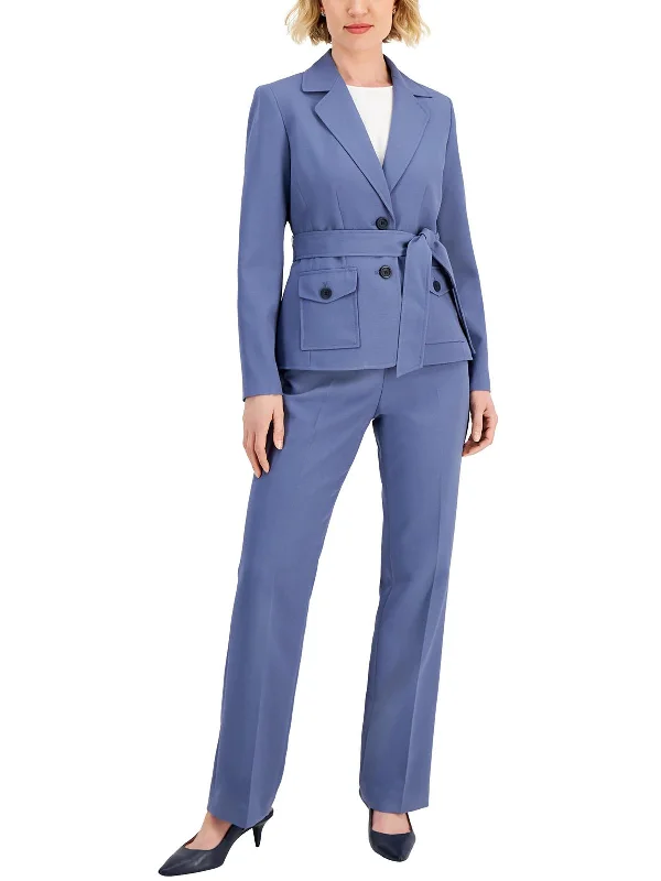 Fresh And Fashionable Petites Womens Textured 2PC Pant Suit