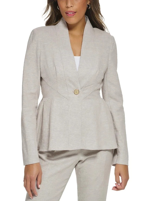 Personalized Design Spring Fling Womens Peplum Linen One-Button Blazer