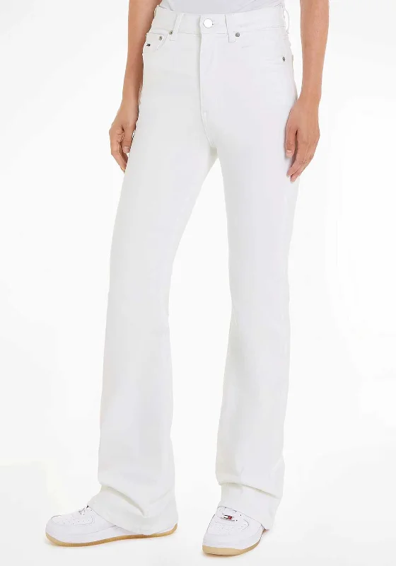 Comfortable And Cold-proof Tommy Jeans Womens Sylvia High Flare Jeans, White