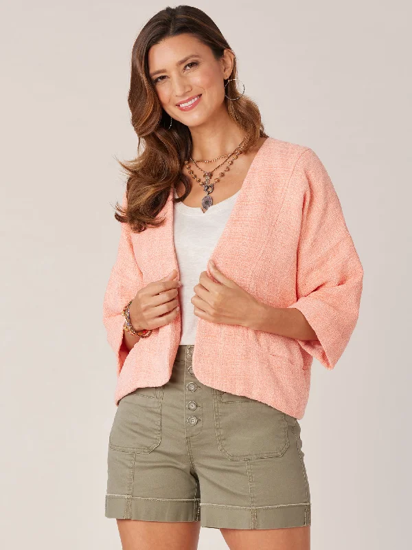 Elegant Design Three Quarter Drop Shoulder Cropped Hem Bolero Jacket