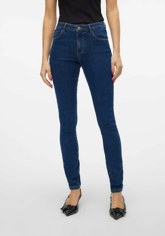 Goddess Style Vero Elly Mid Rise Skinny Jeans, Dark Blue