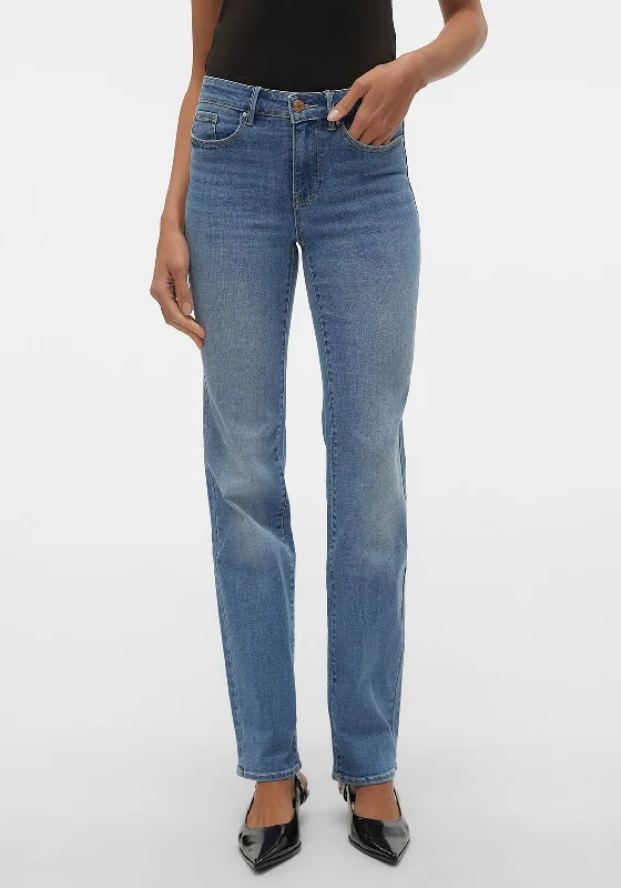 Sweet Style Vero Moda Flash Straight Leg Jeans, Medium Blue