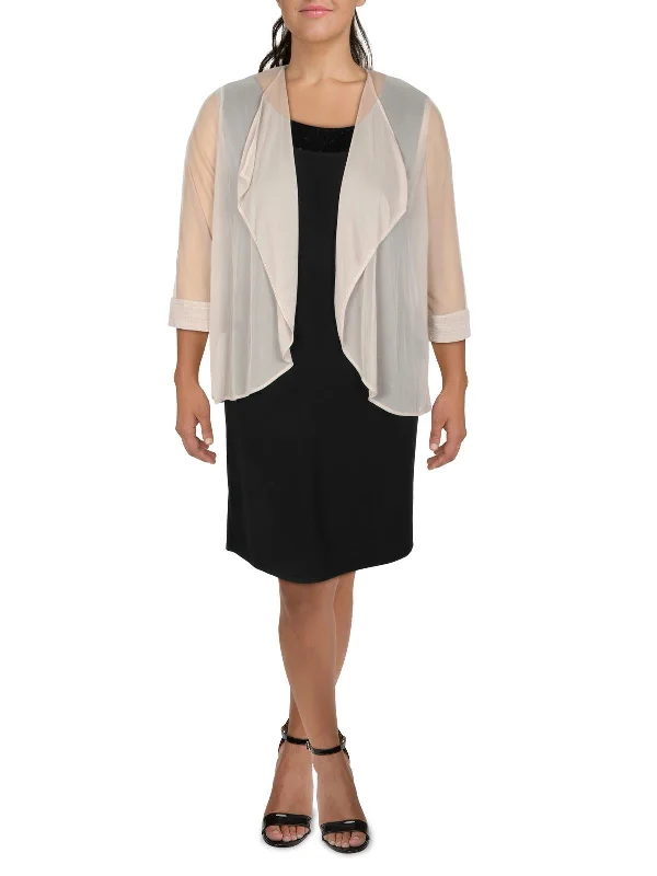 New Season Series Womens Contrast Trim Sheer Duster Blazer