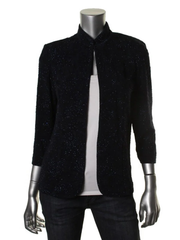 Fashion Selection Womens Glitter Mandarin Collar Blazer