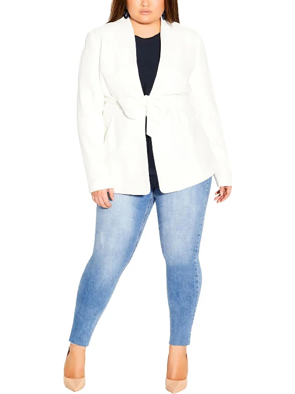 Multifunctional Style Womens Knit Textured Open-Front Blazer