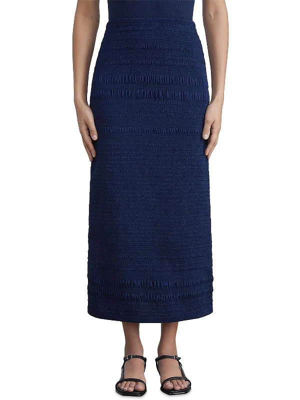 Modern Tailoring Womens Midi Smocked A-Line Skirt