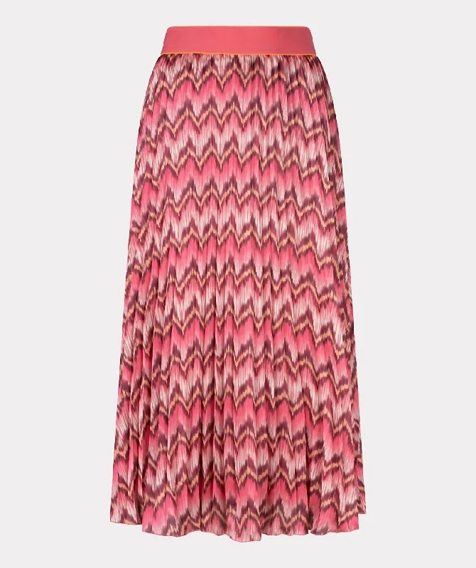 Comfortable Fashion Zig Zag Midi Skirt In Pink Multi