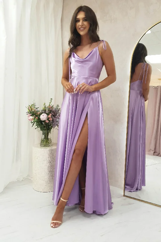 Personalized Design Anna Cowl Neckline Gown | Lilac