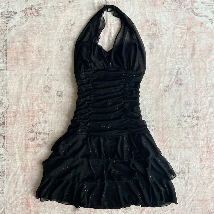 Simple Matching Shiny Black Halter Sheath Homecoming Dress Mini Party Dress, DP3245