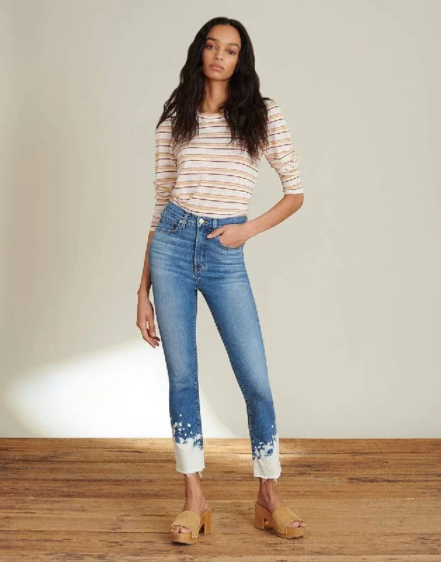 Elegant And Casual Carly Splatter Detail High-Rise Kick Flare Jean