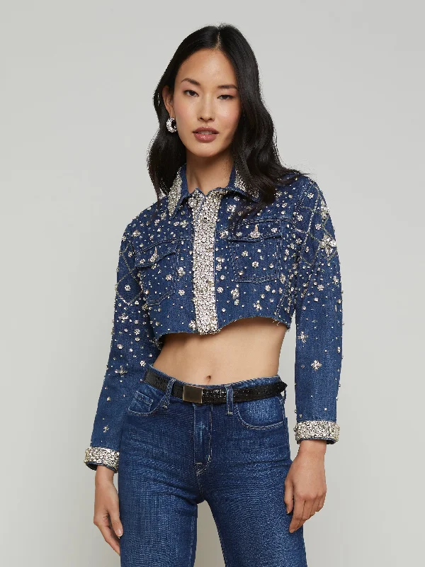 Spring Fashion Genevie Embellished Denim Jacket