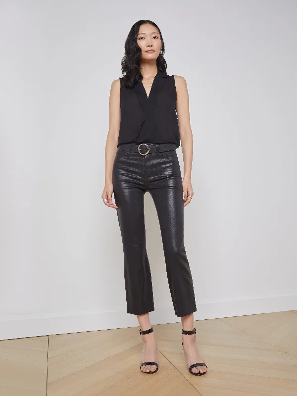 Comfortable And Cold-proof Kendra Coated Cropped Flare Jean