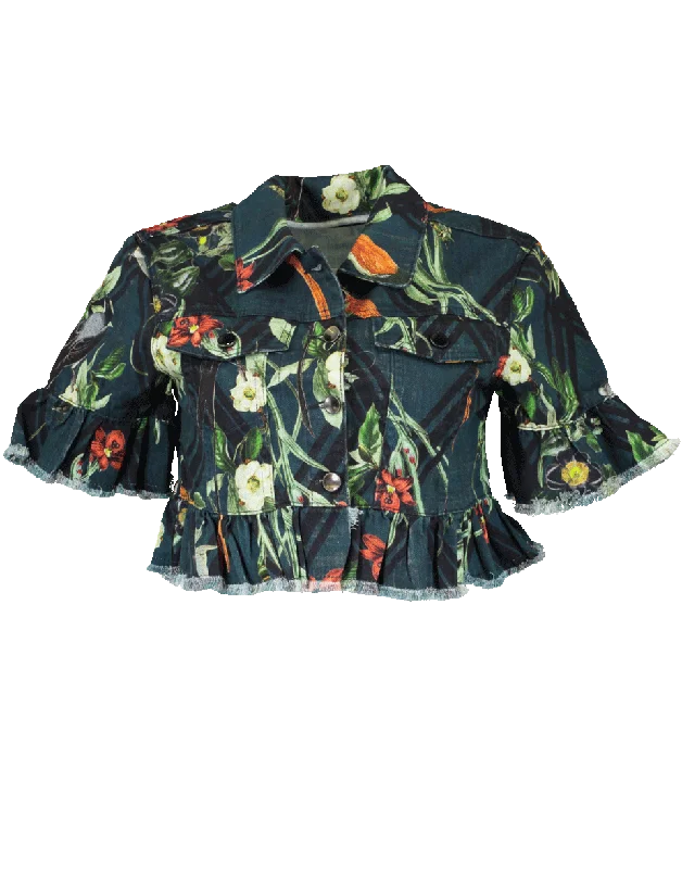 Warm Atmosphere Moana Print Cropped Jacket