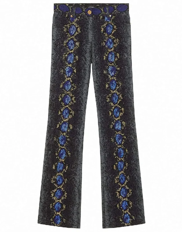 Versatile Items Python Print Studded Jeans