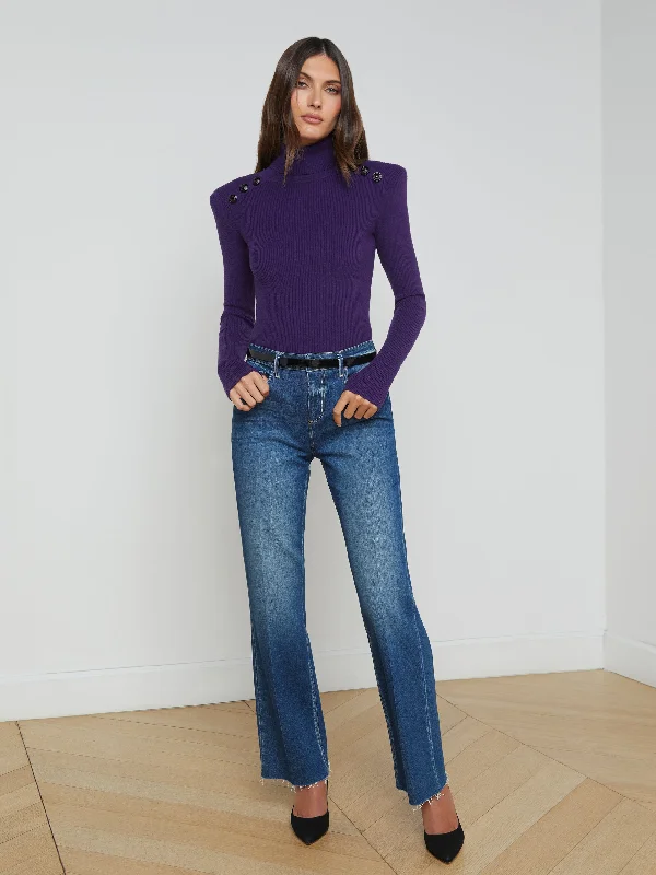 Soft And Comfortable Tiana Raw-Hem Wide-Leg Jean